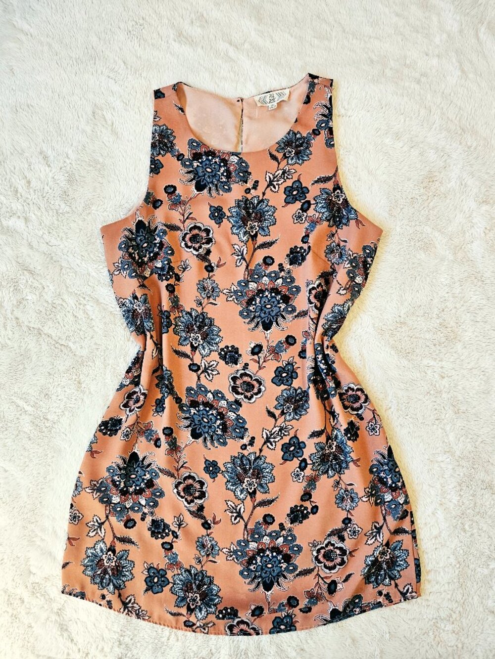 Pink Rose Women's Sleeveless Floral Mini Dress Tunic Round Neck A-line Size XL